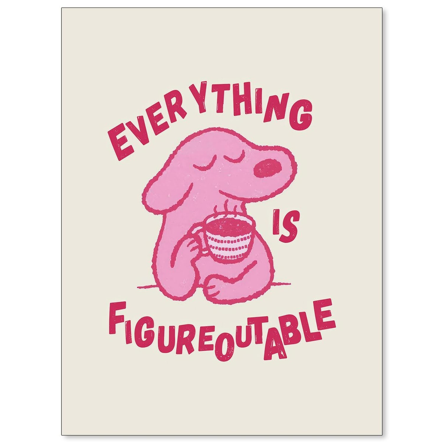 Lmuwecno Pink Dog Positive Affirmations Quote Wall Art Motivational Cute Anim...