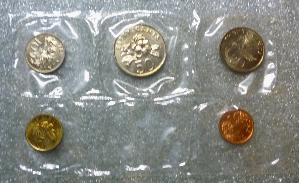 1986 1987 SINGAPORE - BU TYPE SET (5) - 1, 5, 10, 20, 50 CENTS