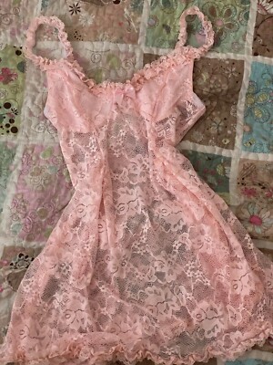 PINK LACE DRESS Y2K SEE THROUGH RUFFLES MINI BOW LOLITA FAIRYCORE PASTEL  KAWAII | eBay