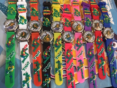 Kids Boys Girls Ninja Turtles Wristwatch Silicone Strap Wrist Watch Slim 3mm UK - Picture 2 of 26
