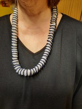 Halskette damen aus 100 % Baumwolle mit Glitzerfaden, ca. 34,5 cm lang (einfach)