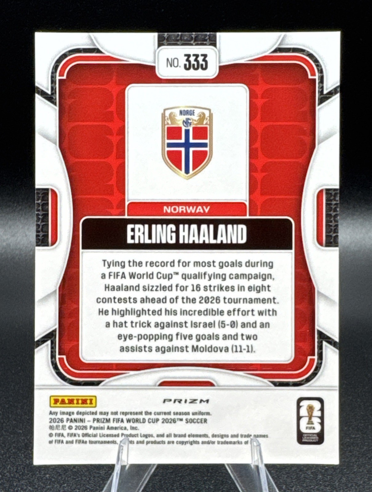 2026 Panini Prizm FIFA World Cup Erling Haaland Silver Disco Prizm #333 view 2