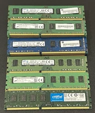 Lot of 19 Samsung/SK Hynix/Micron/Crucial 8GB PC3L-12800U/PC3-12800U Desktop RAM