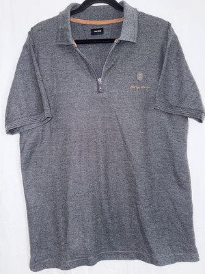 Wam Denim 1/4 Zip Polo Charcoal Gray Sporty Golf Work School Preppy Slim Fit  L
