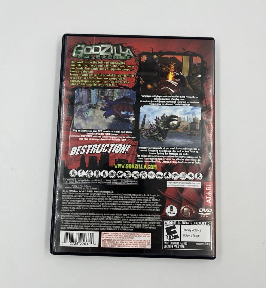 Godzilla: Unleashed (Sony PlayStation 2 PS2, 2007) - Complete CIB Cut Case READ - Image 3 of 4
