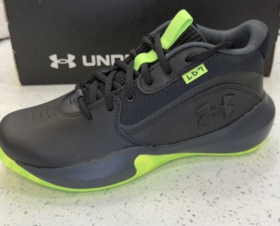 Under Armour GS Lockdown 7 Youth Boys Basketball Shoes Size 6Y Black Green NIB 
