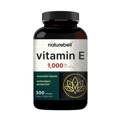 NatureBell Vitamin E 1000 IU 300 Softgels Antioxidant - 120 Servings