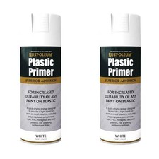 x2 Rust-Oleum Plastic Primer Multi-Purpose Premium Spray Paint White Matt