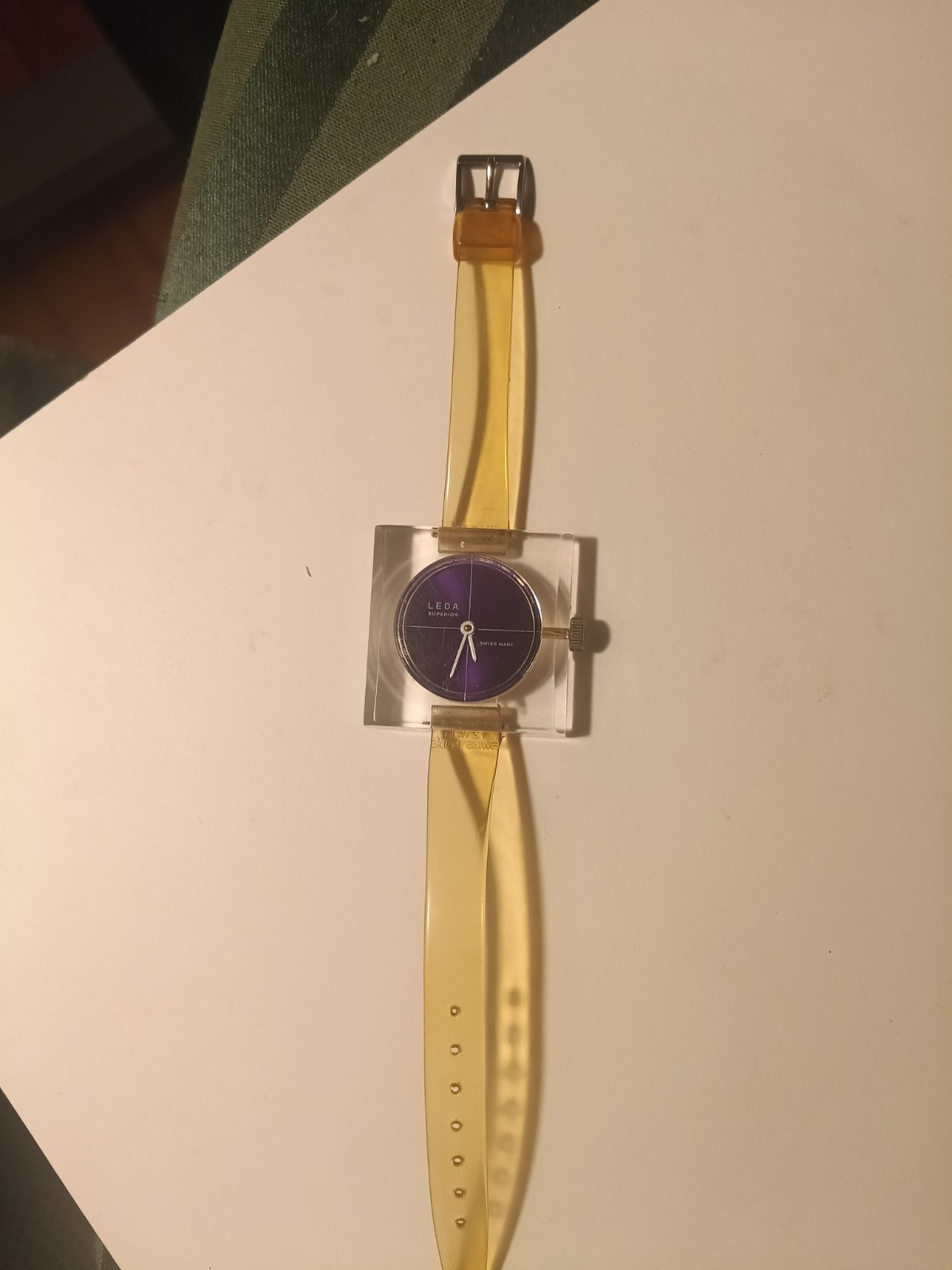Vintage LEDA Swiss Made Lucite Retro Vintage Watch Wotania LTD Swiss Made Clear