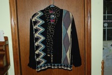vtg Carole Little Paris France Art to Wear Rayon Blazer Jacket L German Fabric