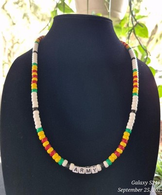 C, ARMY Vietnam Service Medal necklace military KIA MIA 6.5mm beads ...