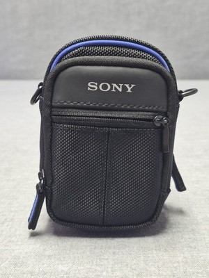Sony LCS-CSJ Cyber-shot Camera Case Nylon Black Blue Pouch Shoulder Belt Zipper