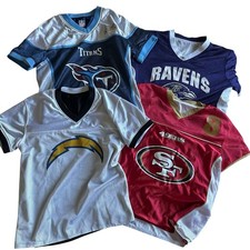 Reversible NFL FLAG Jersey Bundle of 4 Kids Ravens 49ers Titans Chargers