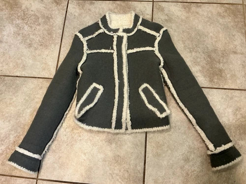 Giacca vintage Christian Dior in seta mohair grigio shearling taglia 4 Y2k