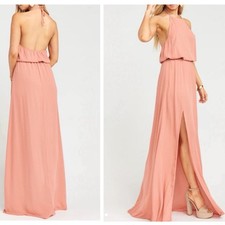 Show me Your Mumu Heather Rustic Mauve Crisp Halter Maxi Dress Size Medium