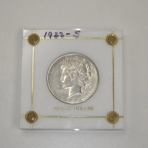 1922-S Peace Silver Dollar - San Fran. - 26.7g - XF/AU Detail in Capital Holder