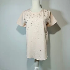 Charming Charlie Women's Tan Boxy Embellished Blouse