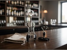 Heart Wine Bottle Stopper Chrome Metal Reusable Preserver Black Foil Cutter Set