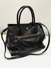 Prada Black Leather Tote Shoulder Bag
