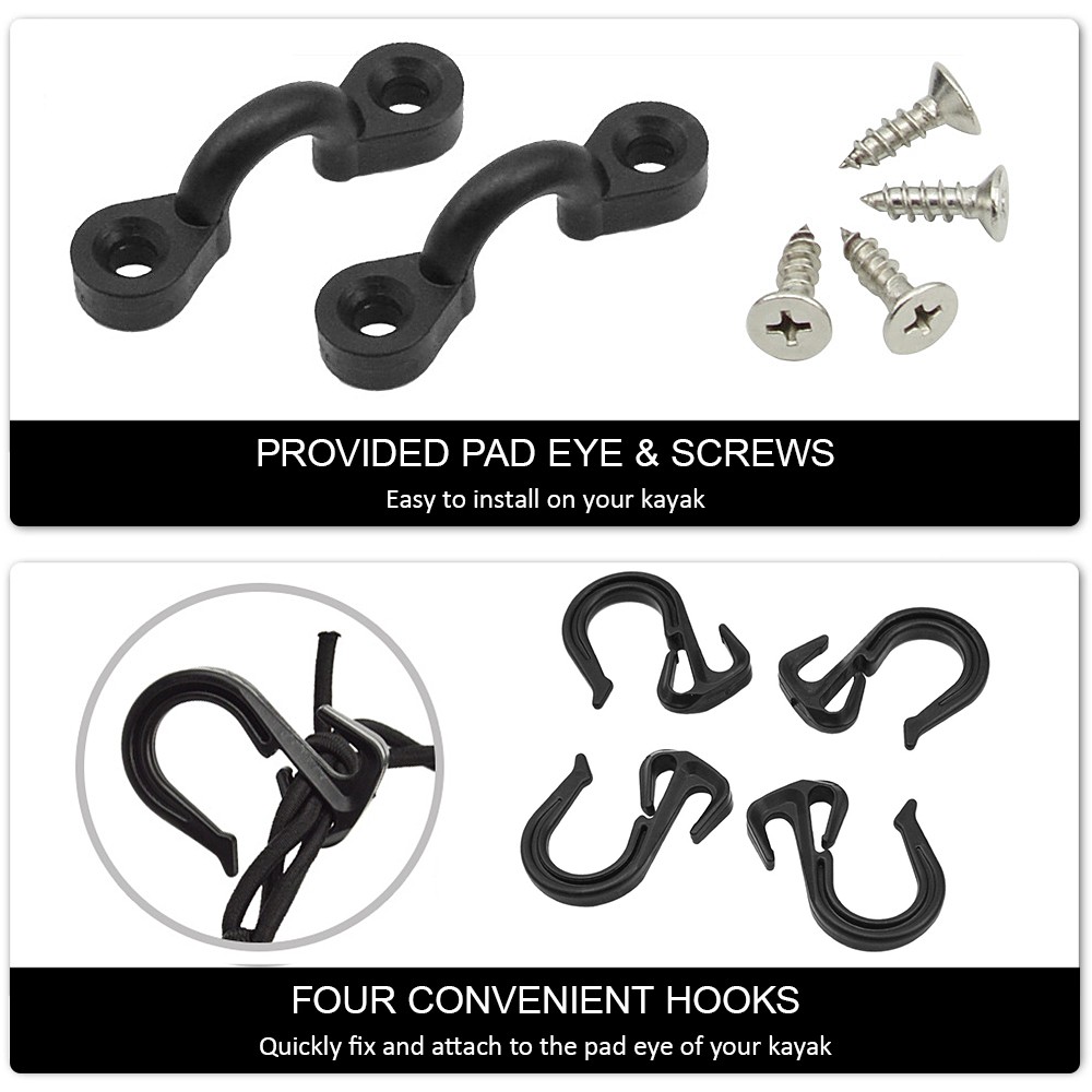 ✿ *Kayak Deck Cargo Net With Hooks Pad Eye Board Bungee Net For Canoe Marine