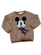 H M Disney Mickey Mouse Sweater Toddler 12-18M Brown Holiday Knit