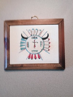 Native American Sand Painting Chiricahua Sun (Apache) Design W/ Symbolism Legend