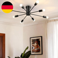 Lightess 8-Flammig Sputnik Kronleuchter Schwarz Vintage, E27 Industrielle Decken