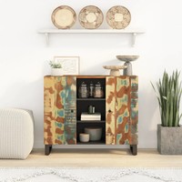 Vintage Sideboard Aus Massivem Altholz 2 TüRen 90X33X75 Cm