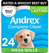 Image of Andrex Complete Clean Toilet Roll - 24 Mega Toilet Rolls (=36 Standard Toilet Ro