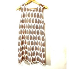 VERY J  Sleeveless Sheath Dress feather motif cotton modern Womans small