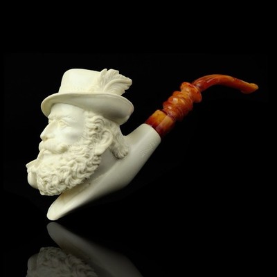 Erdogan Ege Tyrolean  Figure Pipe New Block Meerschaum W Case#174
