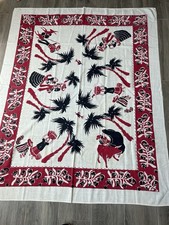 Vtg printed Tablecloth Linen Mexican Bullfigh...