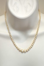 Vintage Cream Faux Pearl Necklace with Rhinestone Clasp 42cm One Stone Missing
