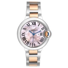 Cartier Ballon Bleu 33 Steel Rose Gold Pink MOP Ladies Watch W6920070 Card 2