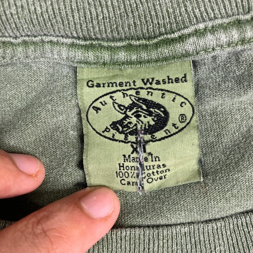 Autêntica camiseta masculina pigmento XL verde preta história gráfica feminina da grandeza - Imagem 4 de 4