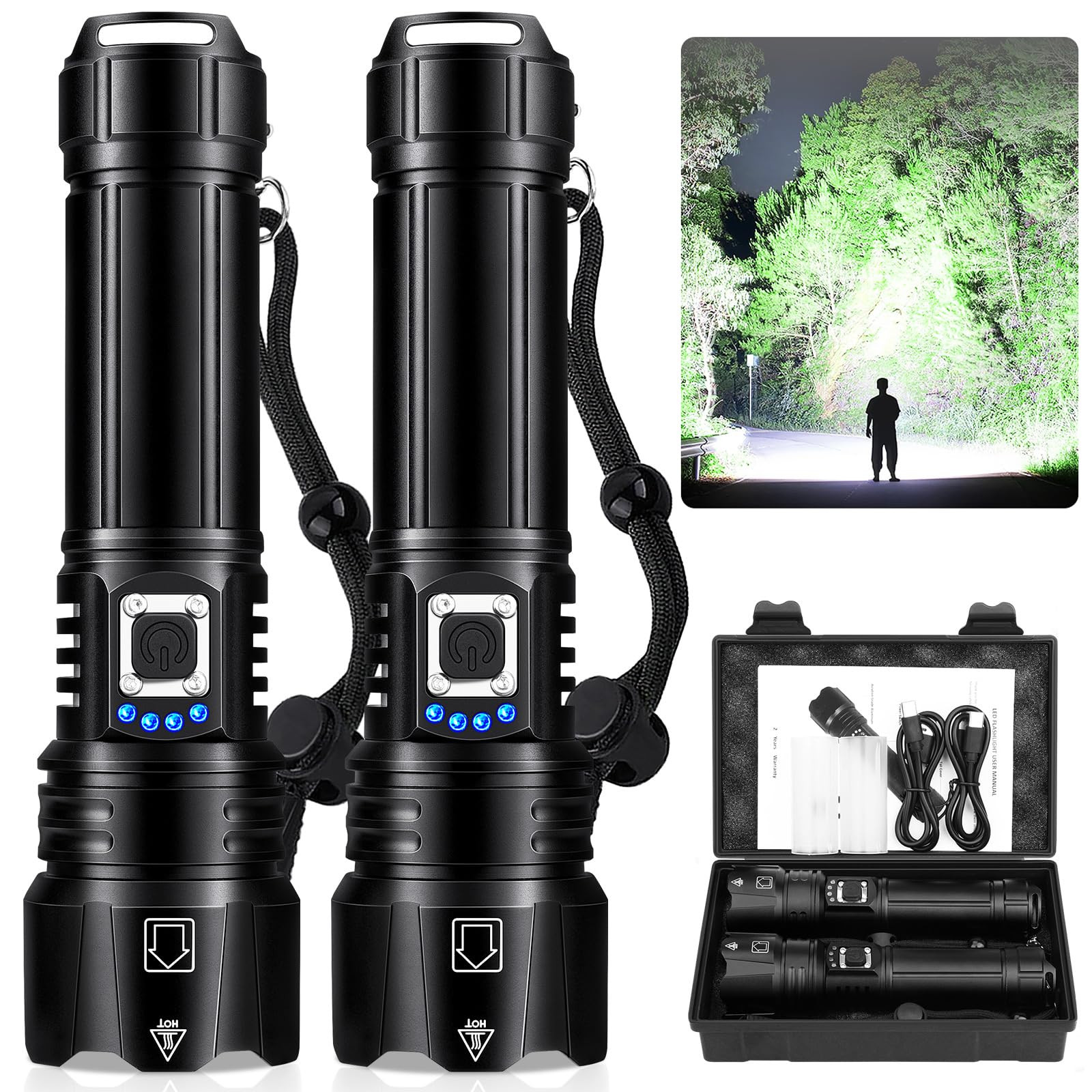 Super Bright 990K Lumens Rechargeable LED Flashlight High Power