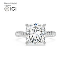 Cushion Diamond Engagement Ring 9k White Gold Labgrown 5.25 Ct Solitaire