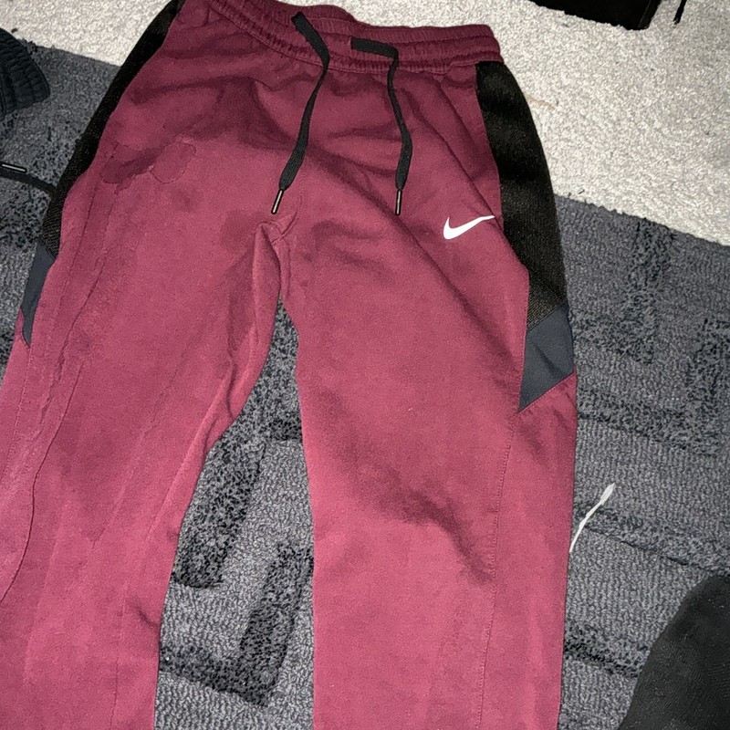 Nike Dri-FIT Womens Jogger Pants Burgundy/Black M Drawstring Elastic Waist