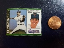 Bobby Valentine Texas Rangers St Vincent Perforated Stamp MLB Baseball Series 2
