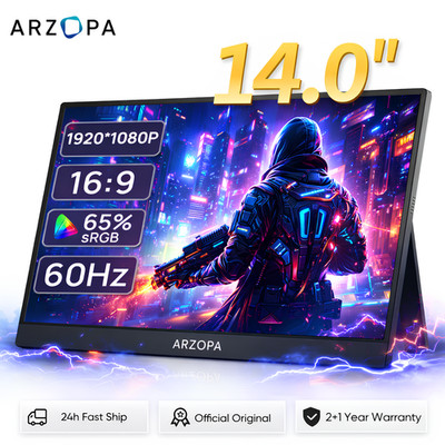ARZOPA 14'' Portable Monitor 1080P FHD IPS External Second Screen for Laptop Mac