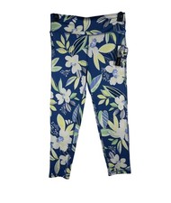 Liberty  Valor Floral Leggings Girls Large Tropical Blue Polyester/Spandex NEW