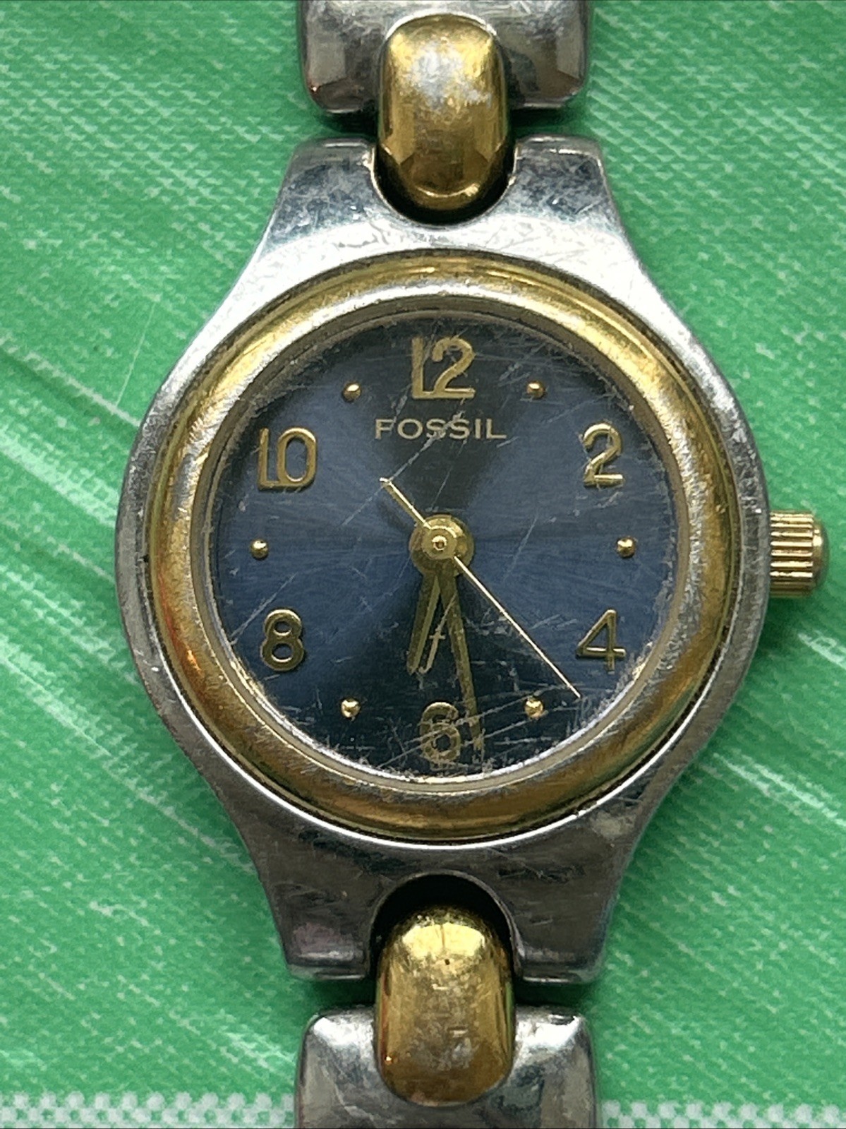 Fossil Two Tone Blue Dial Women’s Quartz Watch