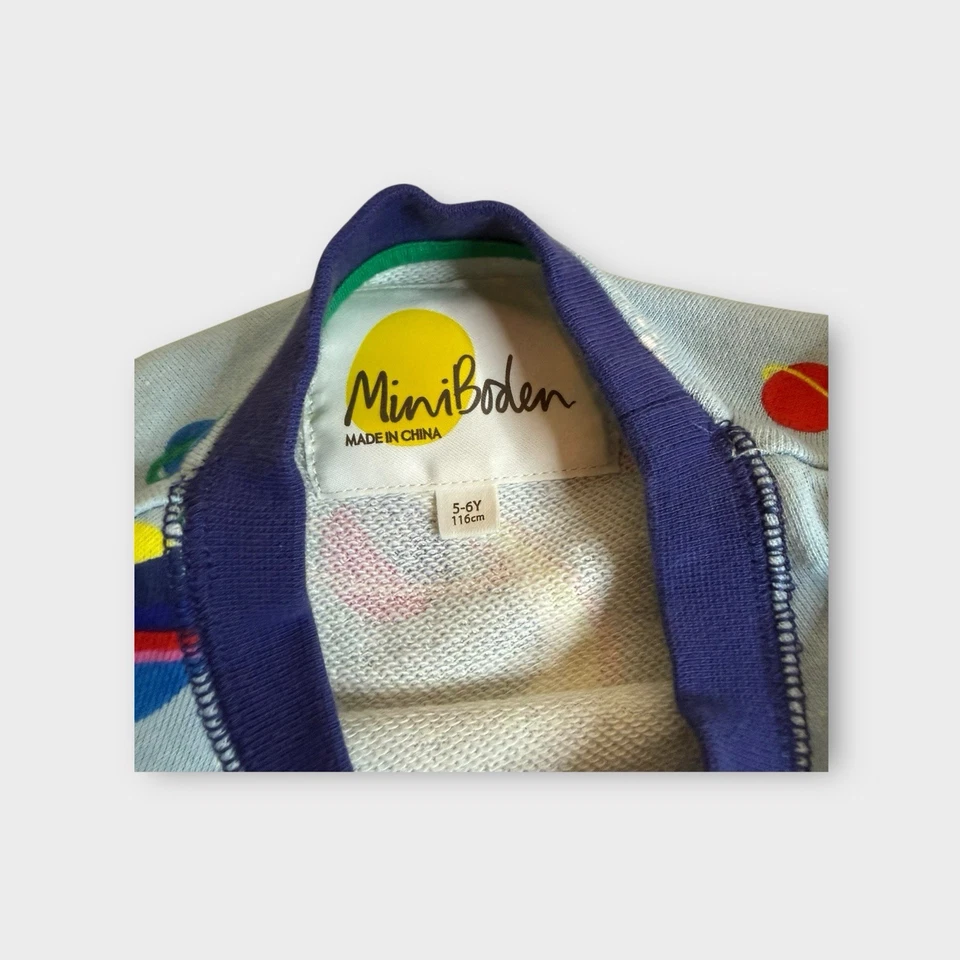 Mini Boden Retro Space Rocket Graphic Blue Sweater - Image 3 of 4