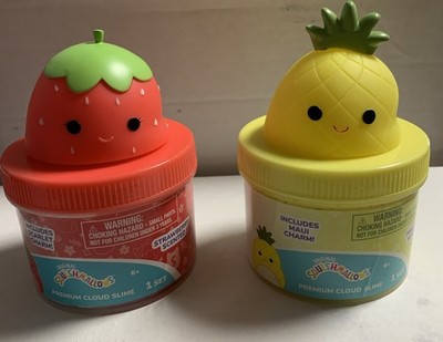 (Lot of 2) Squishmallows Cloud Slime Limited Pineapple & Strawberry 8 oz Jars