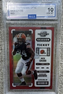 Panini 2022 Contenders Optic Nick Chubb Red Season Ticket #13 NICE Graded 10