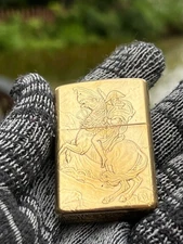 Zippo Lighter MACHIAVELLI HORSE Gold New Box