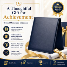 A4 Certificate Display Album, Professional PU Leather Portfolio for Achievements