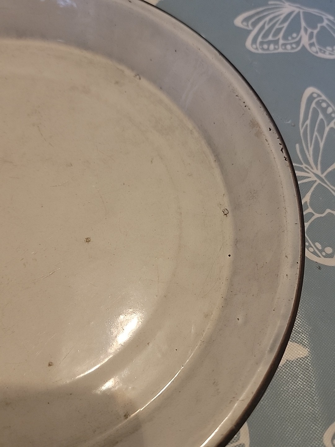 Antique Brown White Swirl Enamelware Granite Graniteware Pie Plate EXCELLENT 9"