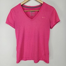 Nike Dri-FIT V-Neck Shirt Womens M Pink Short Sleeve Performance Tee 445591