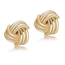 Chunky Gold/Silver Earrings for Women Knot Link Circle Statement Geometric Dr...